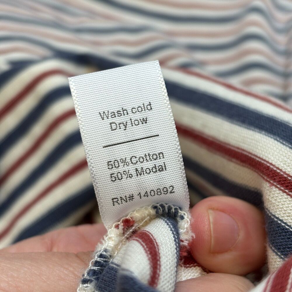 Marine Layer April Dress Womens XL Cream Red Blue Striped Supima Cotton Casual - Picture 7 of 9